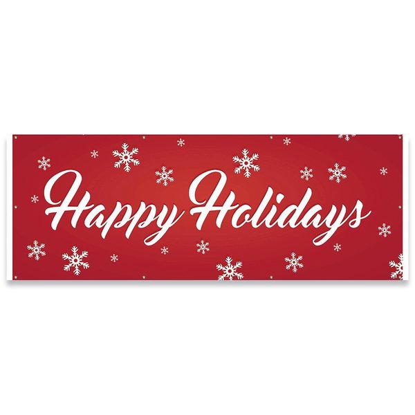 Signmission Happy Holidays Banner Concession Stand Food Truck Single Sided B-96-30085